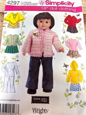 Simplicity 4297 18" Doll Clothing Sewing Pattern 23 Piece Wardrobe